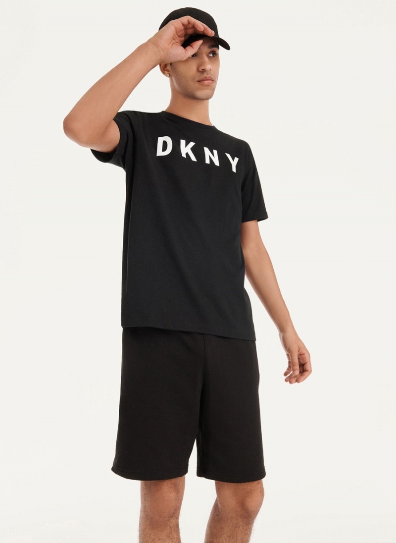 Black Dkny Classic Logo Men's T Shirts | E9920022