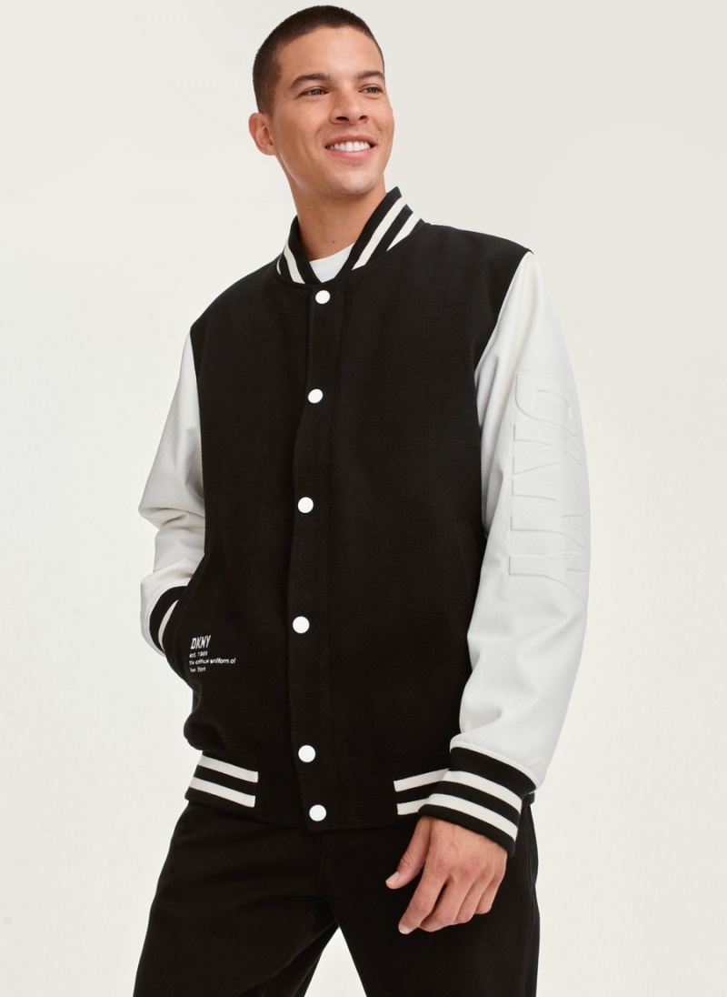 Black Dkny Classic Varsity Men's Jackets | V4841867