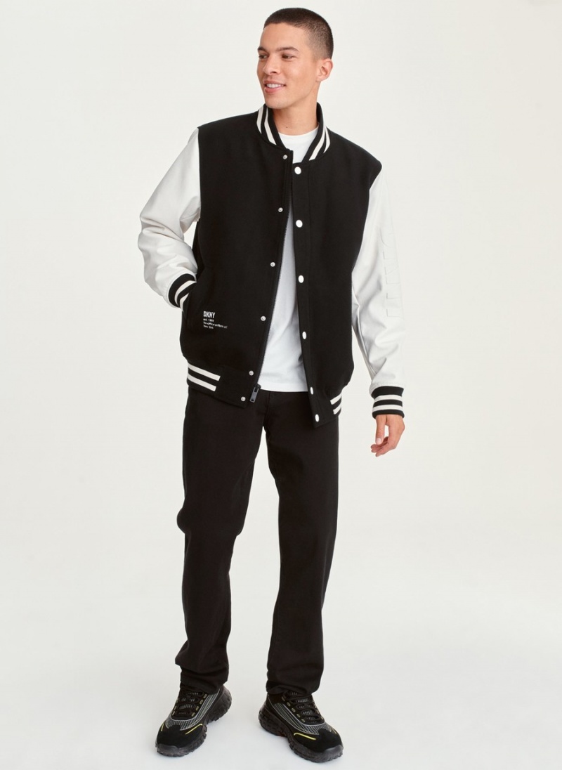 Black Dkny Classic Varsity Men\'s Jackets | V4841867