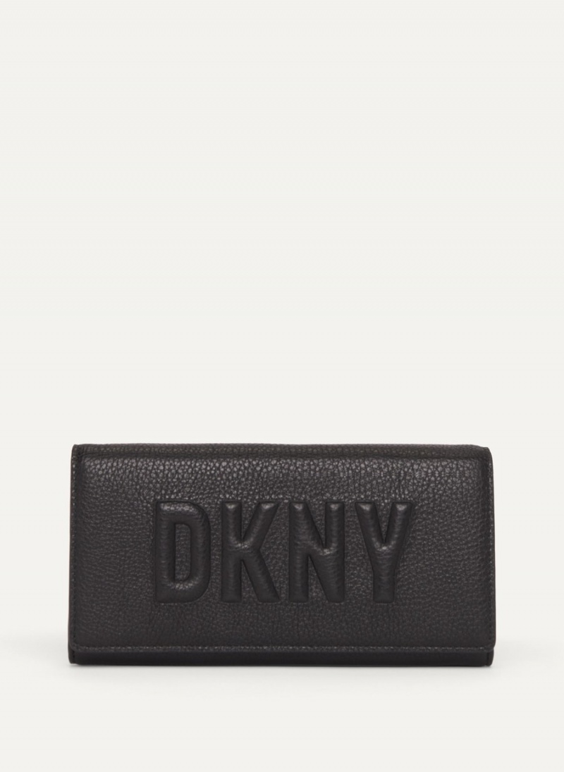 Black Dkny Continental Raised Logo Women\'s Wallets | I9332070