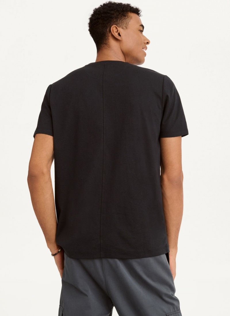 Black Dkny Cotton Poly Pique Men's T Shirts | S3952748