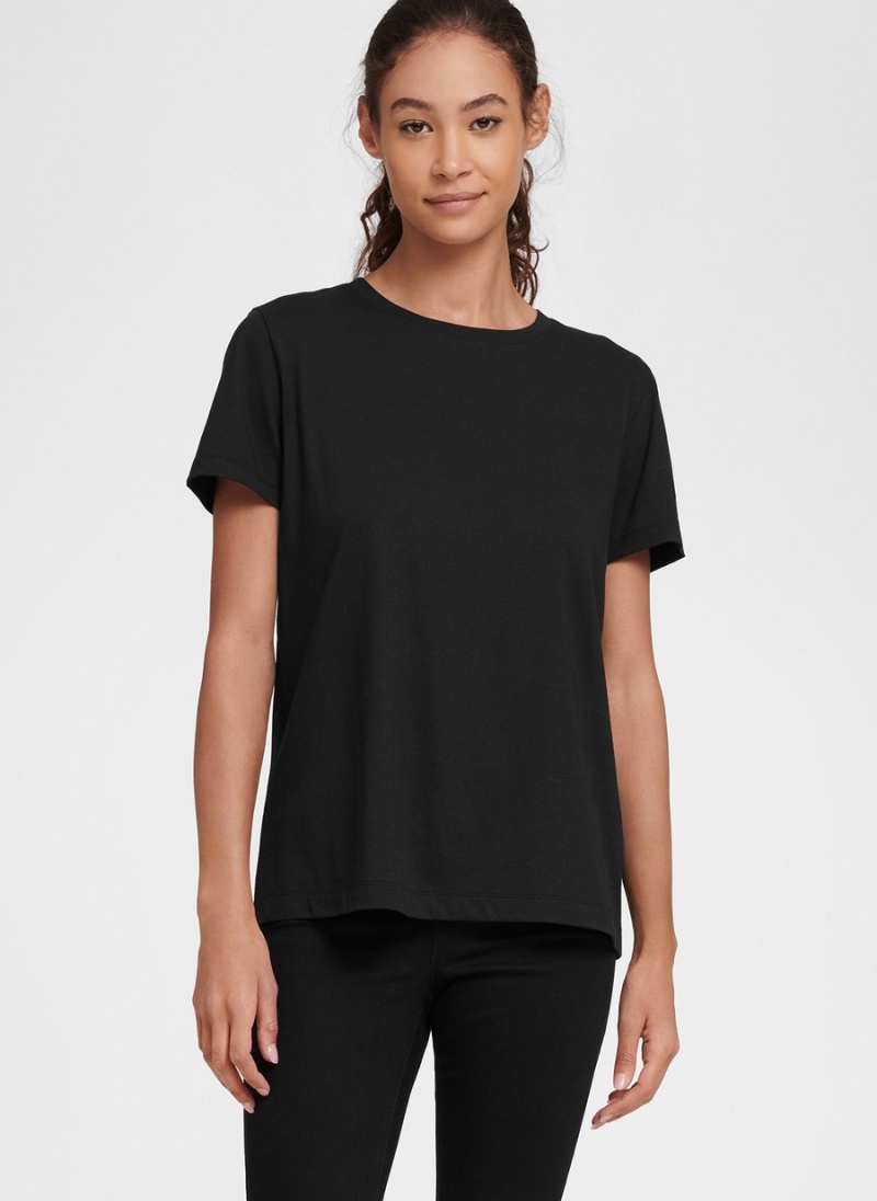 Black Dkny Essential Men's T Shirts | Y5382363