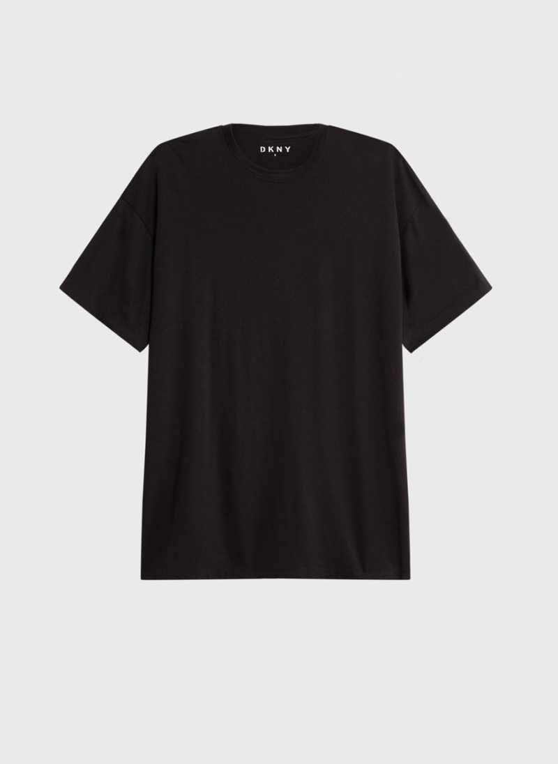 Black Dkny Essential Men's T Shirts | Y5382363