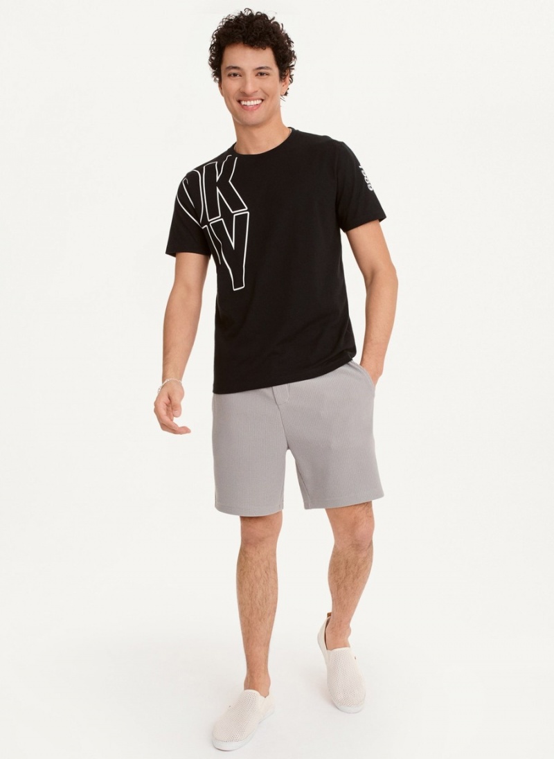 Black Dkny Exploded Logo Outline Men's T Shirts | E2012462