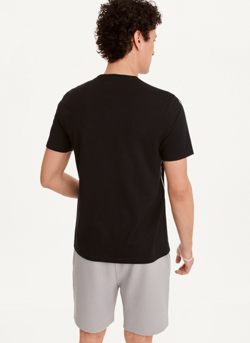 Black Dkny Exploded Logo Outline Men's T Shirts | E2012462