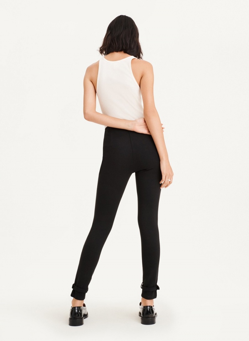 Black Dkny Front Seam With Buckled Ankle Women's Leggings | O5820523