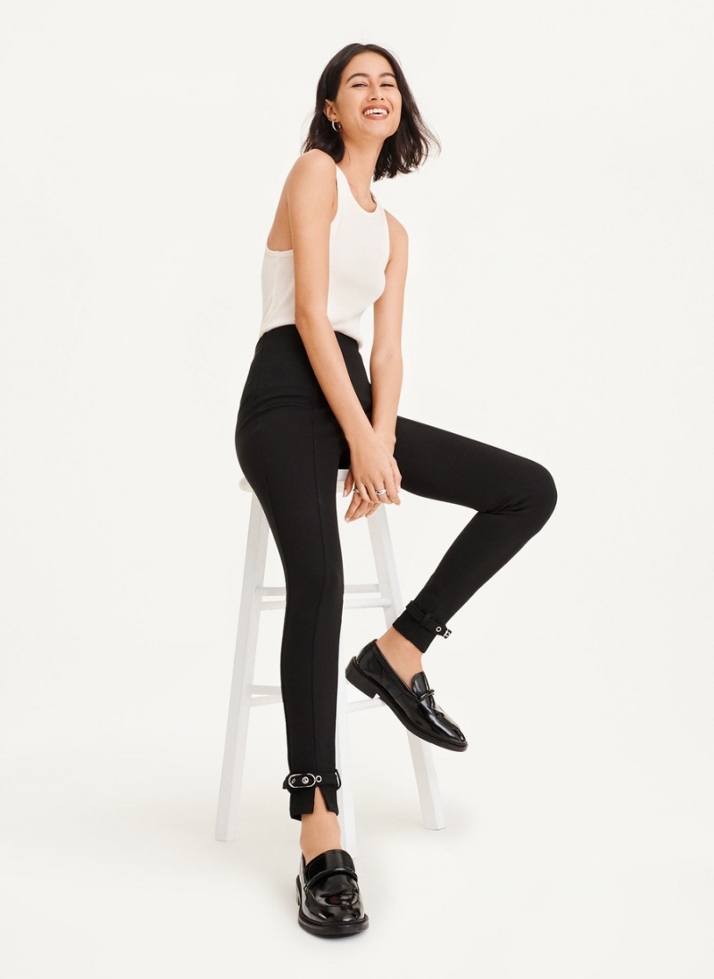 Black Dkny Front Seam With Buckled Ankle Women's Leggings | O5820523