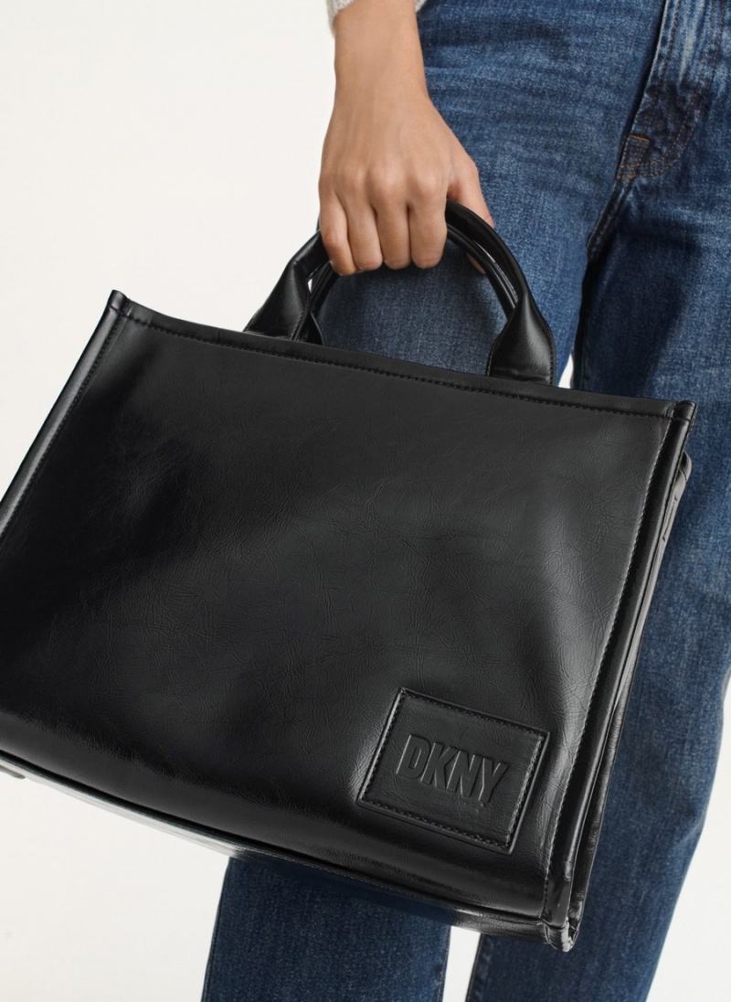 Black Dkny Hadlee Medium Women's Tote Bags | W1052495