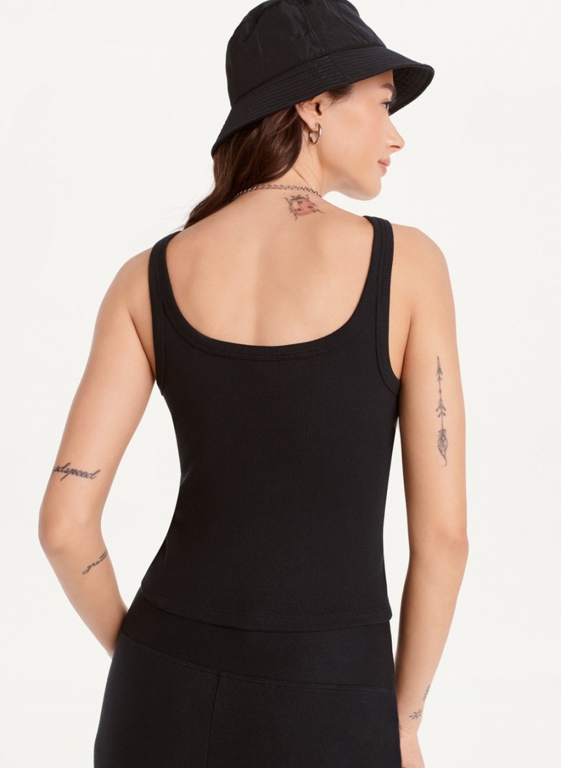 Black Dkny High Neck Crop Women's Tank Top | S1264970