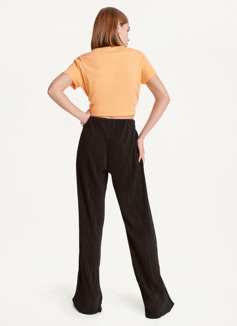 Black Dkny High Waisted Pleated Flare Women's Pants | T9422624