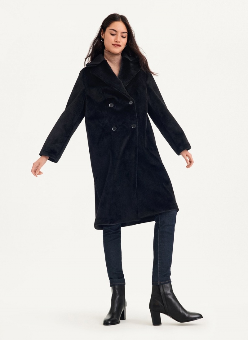 Black Dkny Long Faux Fur Women's Coats | I8191140