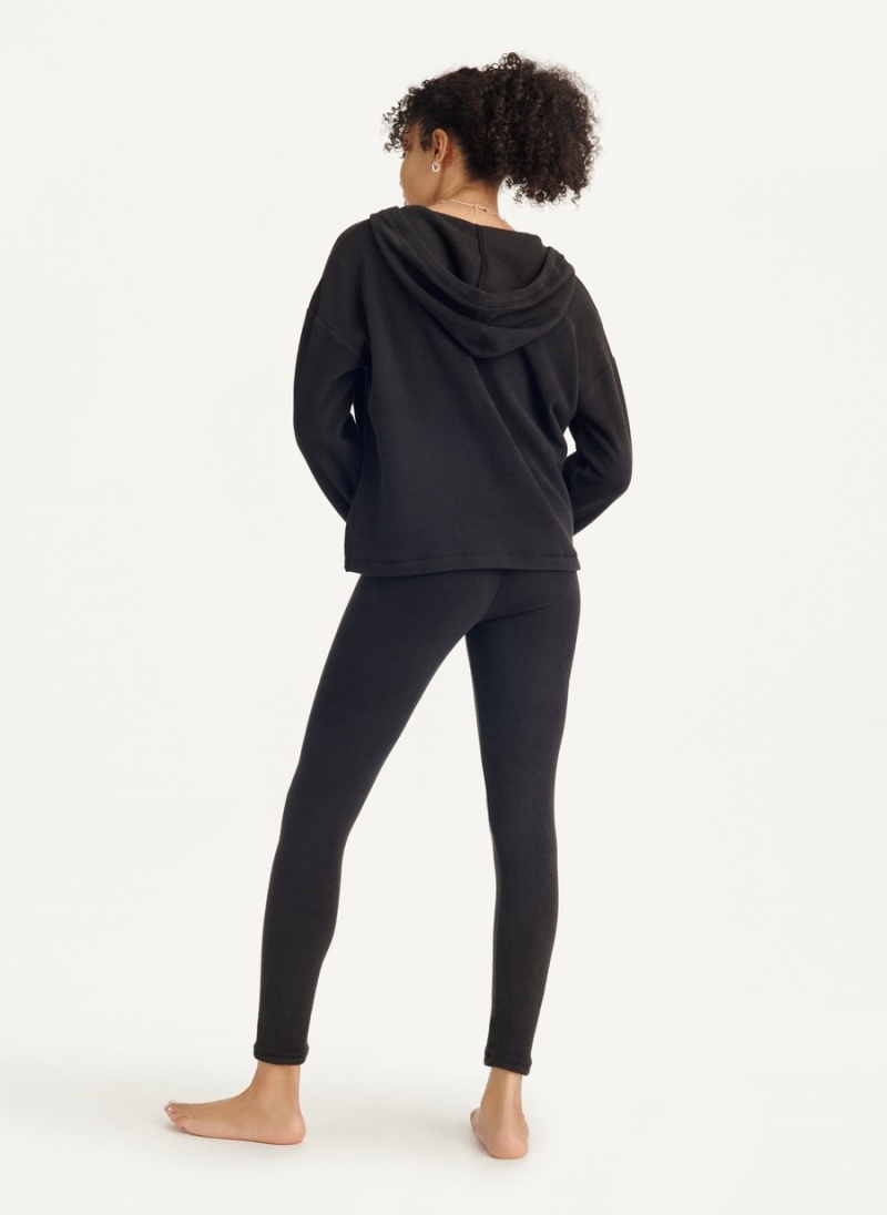 Black Dkny Long Sleeve Hooded Top And Legging Women's Sets | J9780530