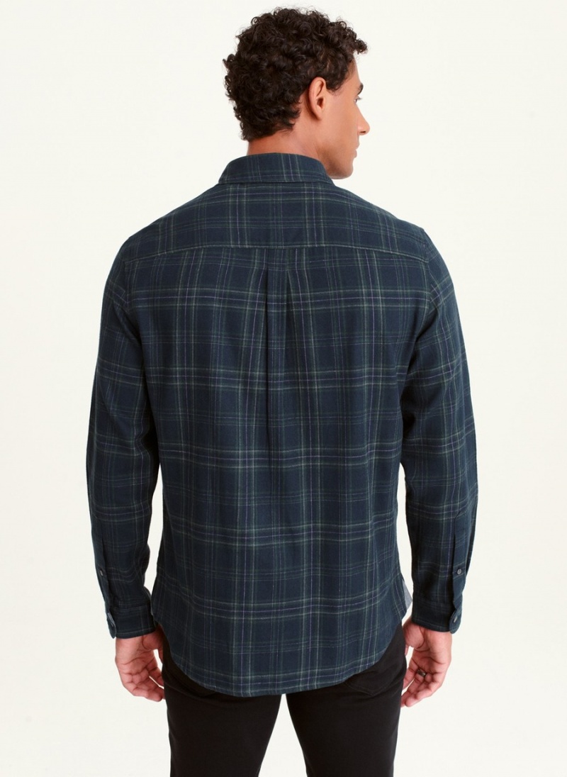 Black Dkny Long Sleeve Norwich Plaid Men's Shirts | T6748777