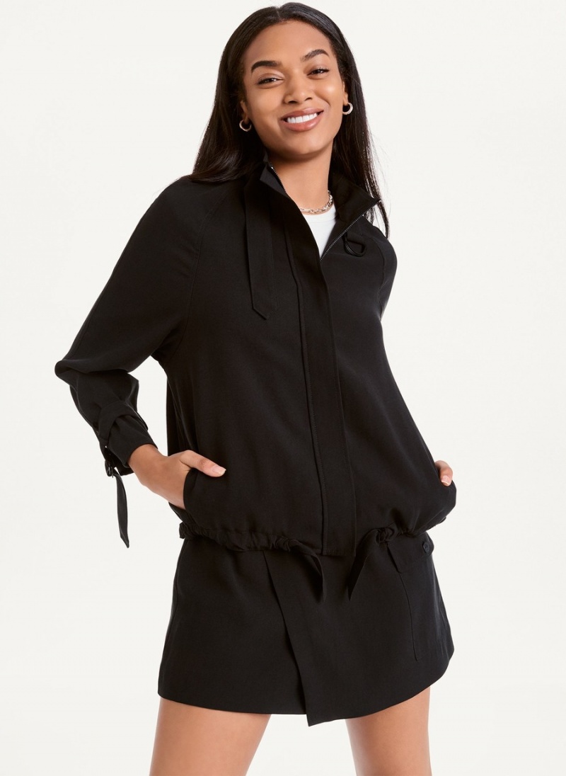 Black Dkny Long Sleeve Women's Jackets | Q4498891