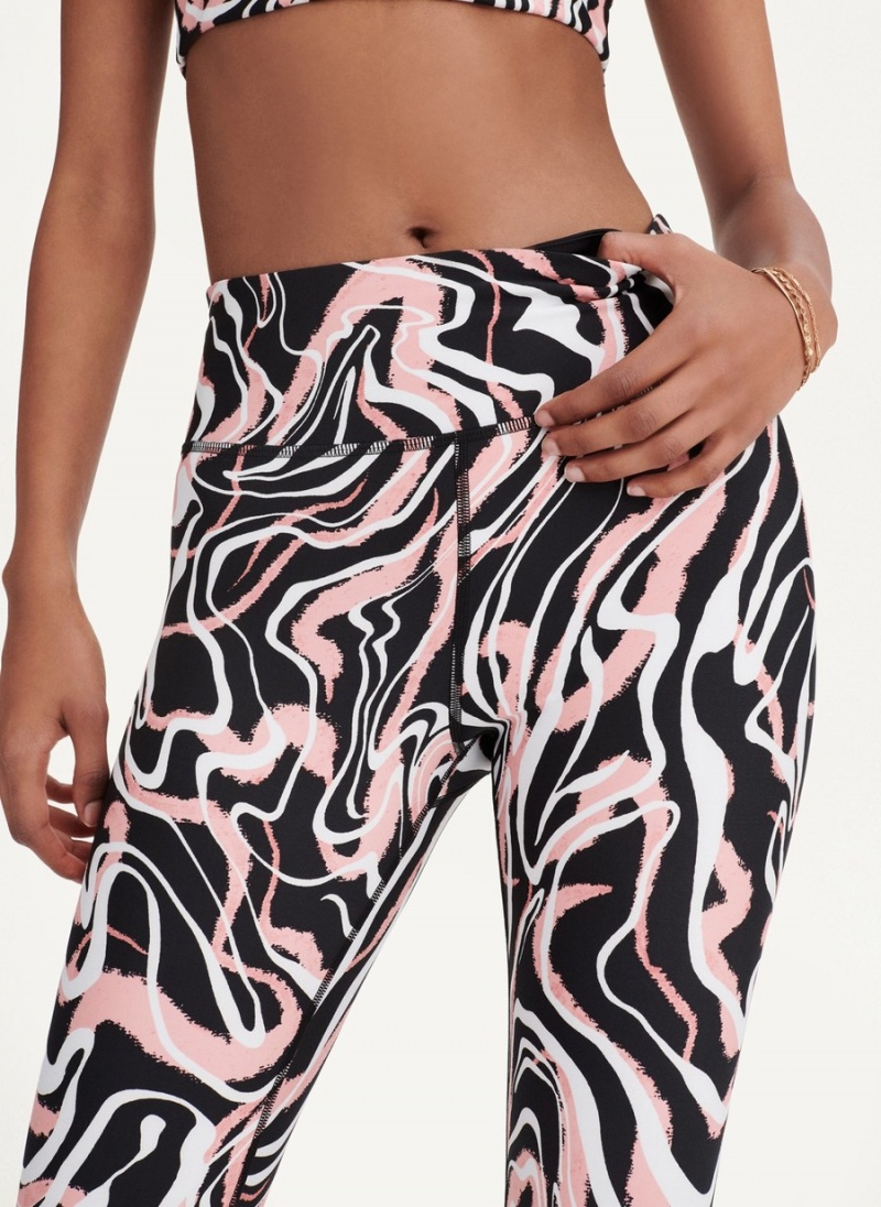 Black Dkny Marble Swirl Print High Waist Women's Leggings | U0456326