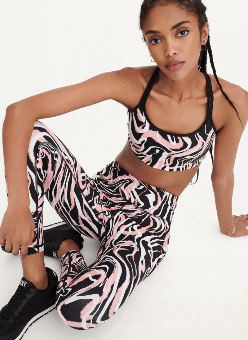 Black Dkny Marble Swirl Print High Waist Women's Leggings | U0456326