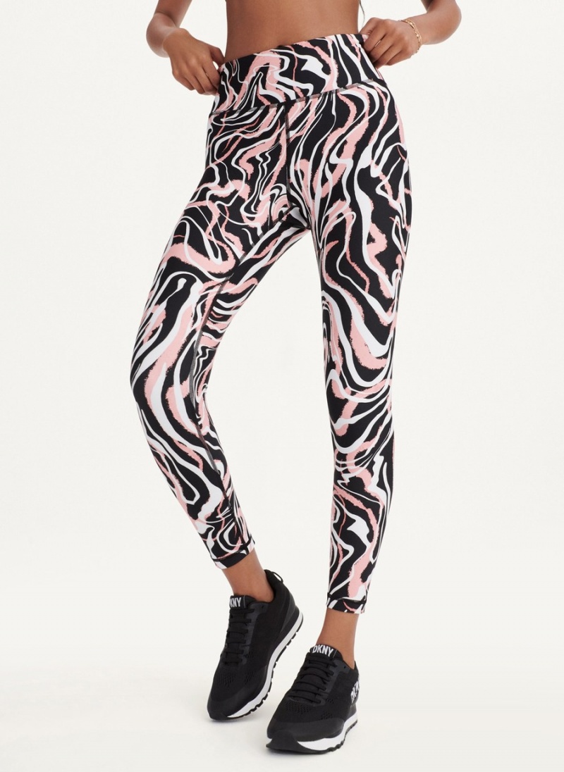 Black Dkny Marble Swirl Print High Waist Women's Leggings | U0456326