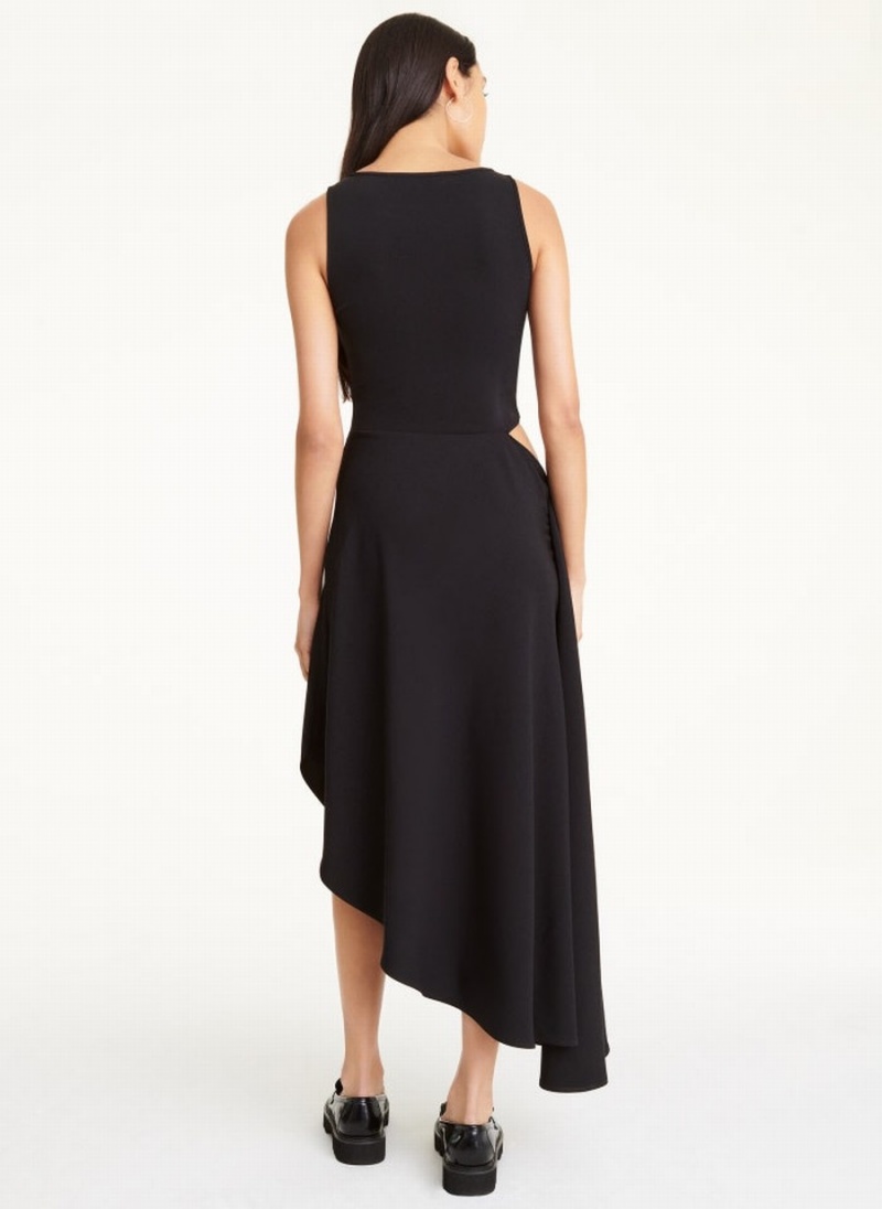 Black Dkny Maxi Asymmetrical Women's Dress | G7957037