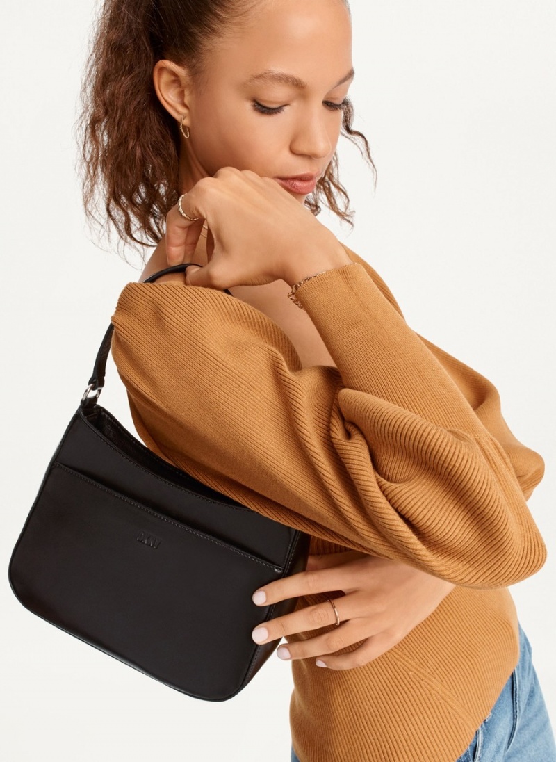 Black Dkny Medium Women's Shoulder Bags | R3588839