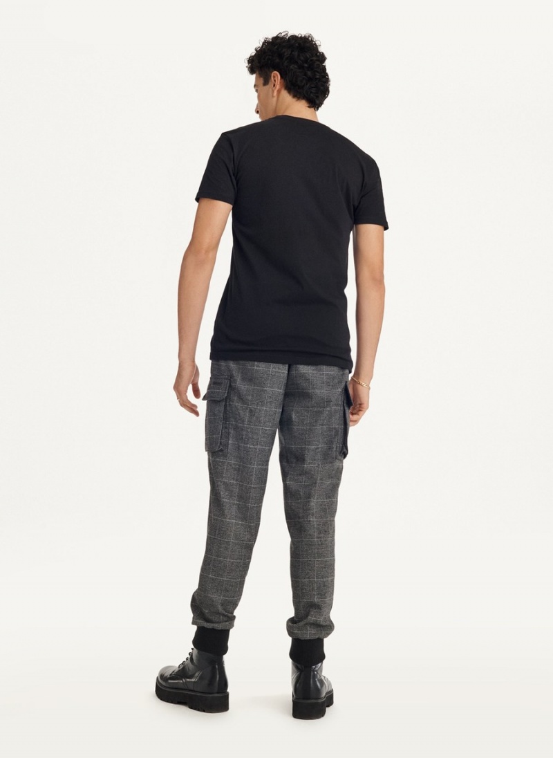 Black Dkny Metallic Puff Logo Men's T Shirts | G7069029