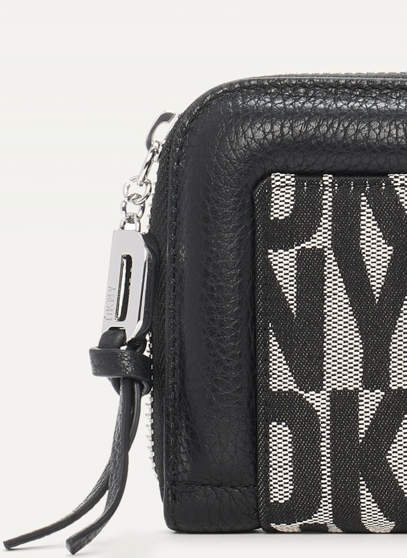 Black Dkny Metro Continental Zip Around Women's Wallets | Y9508379