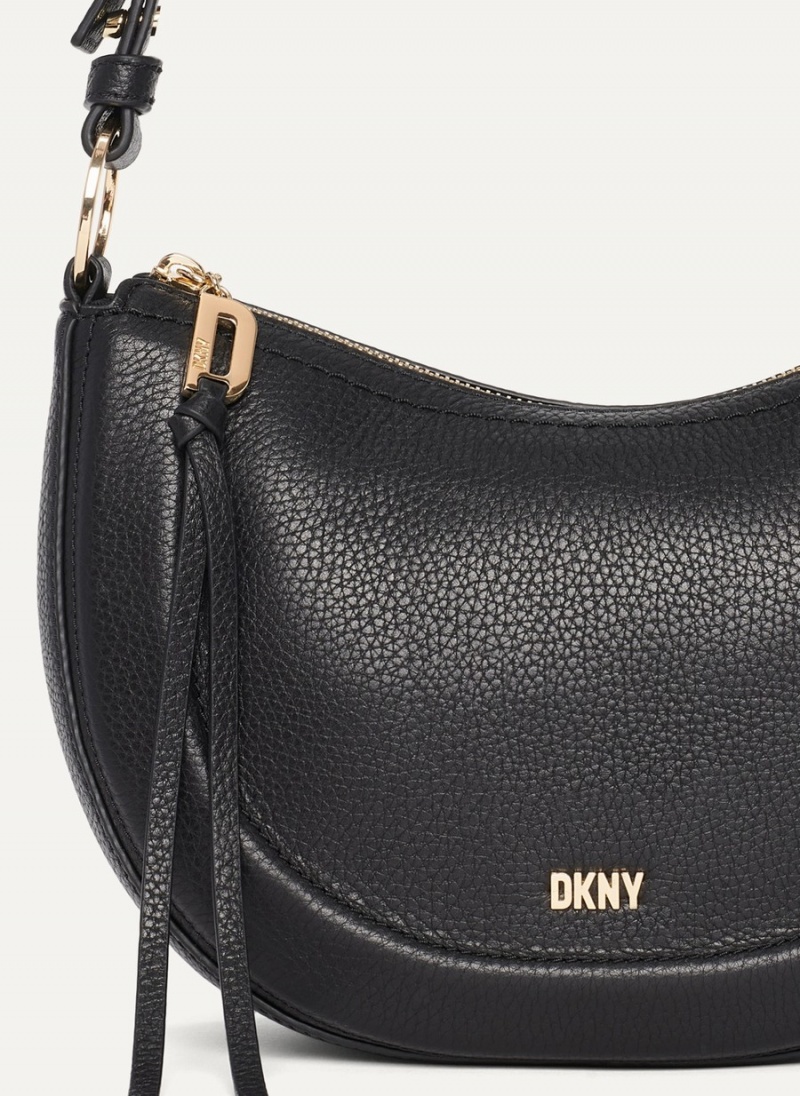 Black Dkny Metro Leather Women's Shoulder Bags | V7400600