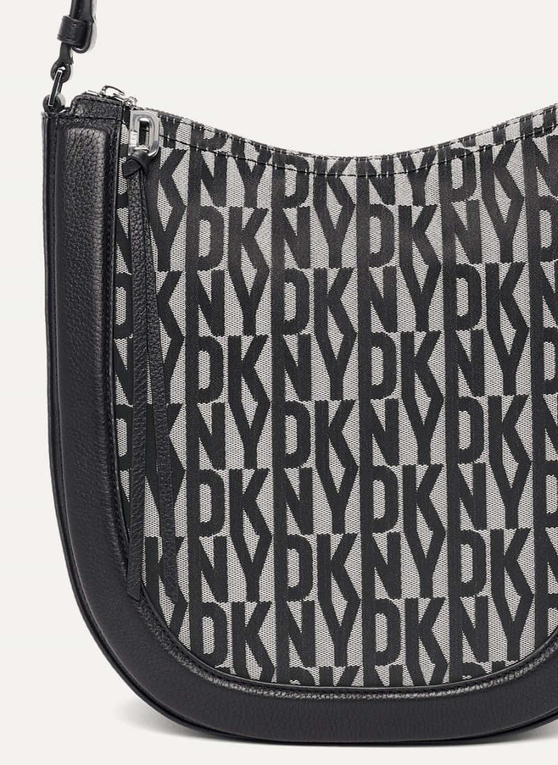 Black Dkny Metro Logo Women's Hobo Bag | P8376561