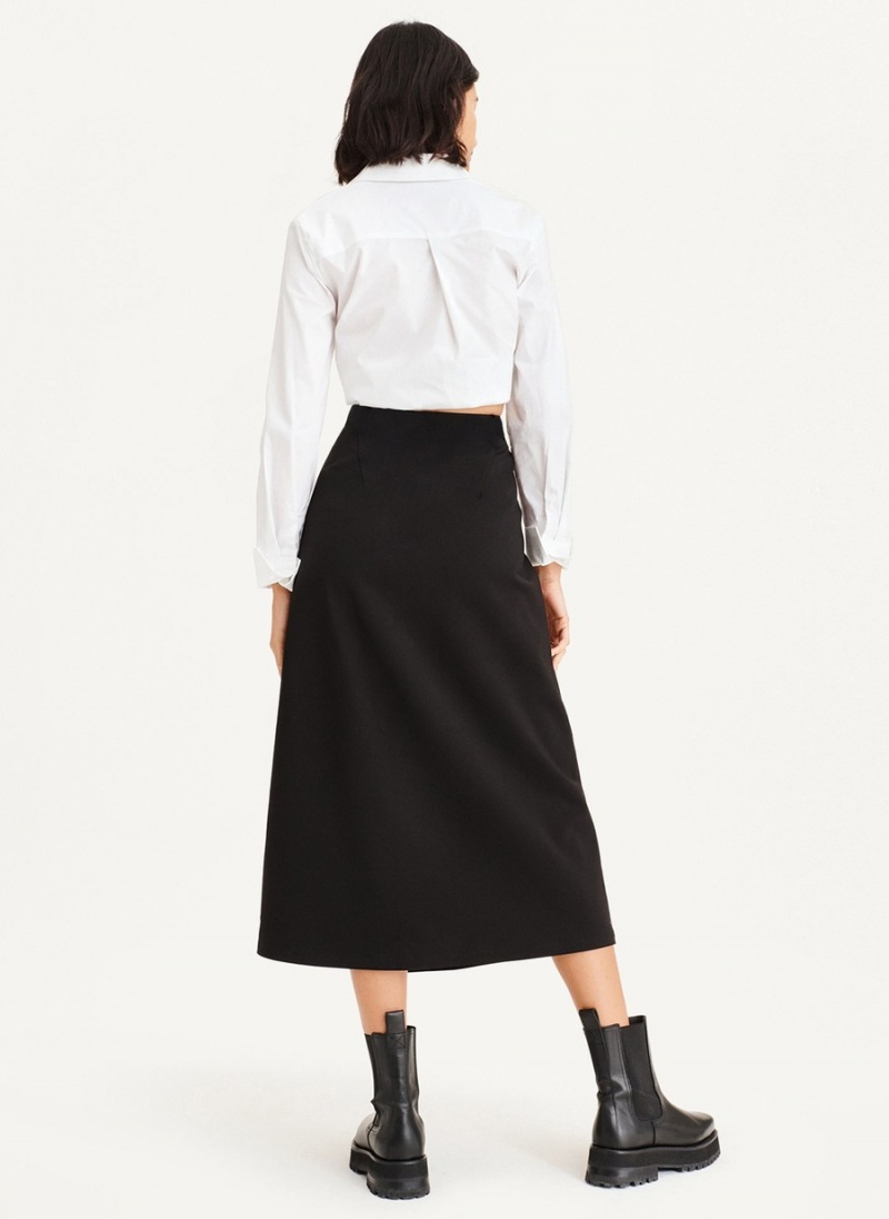 Black Dkny Midi Faux Wrap Women's Skirts | K2203098