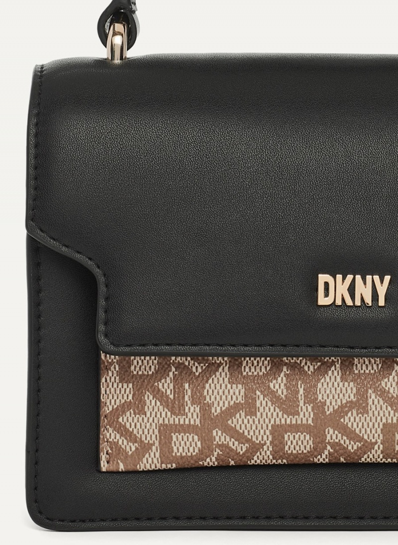 Black Dkny Millie Leather Top Handle Women's Tote Bags | A9240100