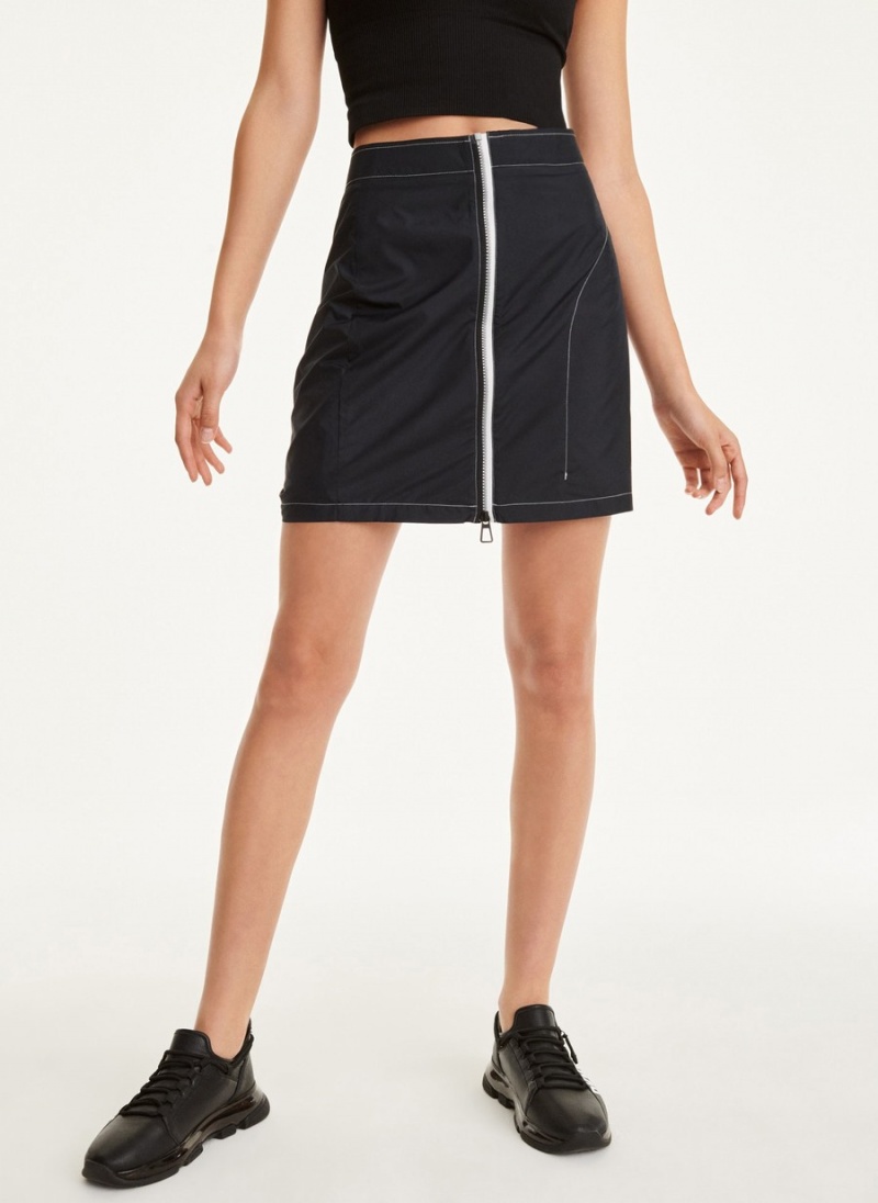 Black Dkny Mini Rip-Stop With Jersey Lining Women's Skirts | N8166126