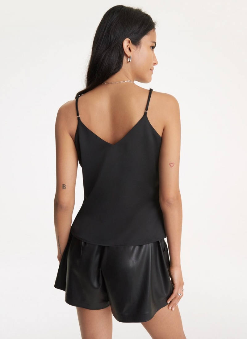 Black Dkny Mixed Media Women's Tank Top | U6131700