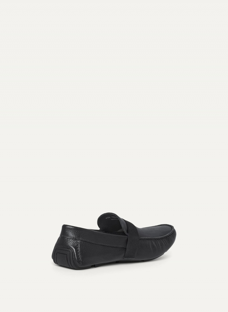 Black Dkny Modern Strap Driver Men's Moccasins | F8109454