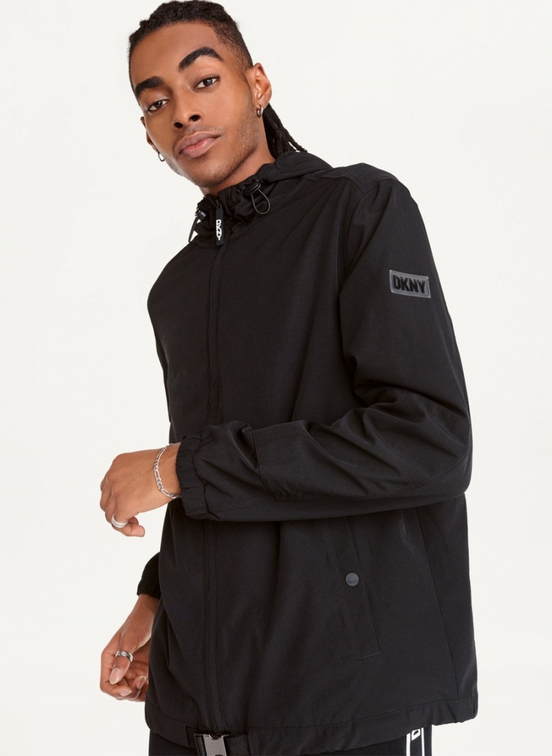 Black Dkny Nylon Men\'s Windbreaker | Z3959470