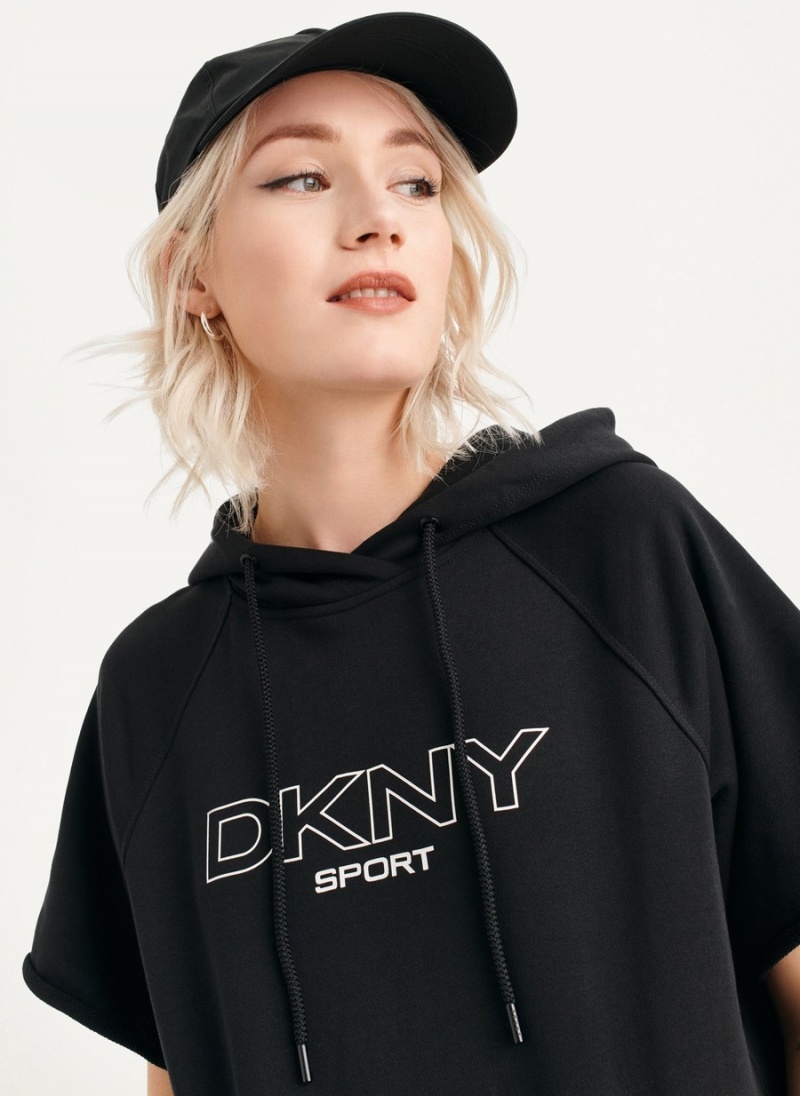 Black Dkny Outline Logo Hooded Sneaker Women's Dress | C6223607