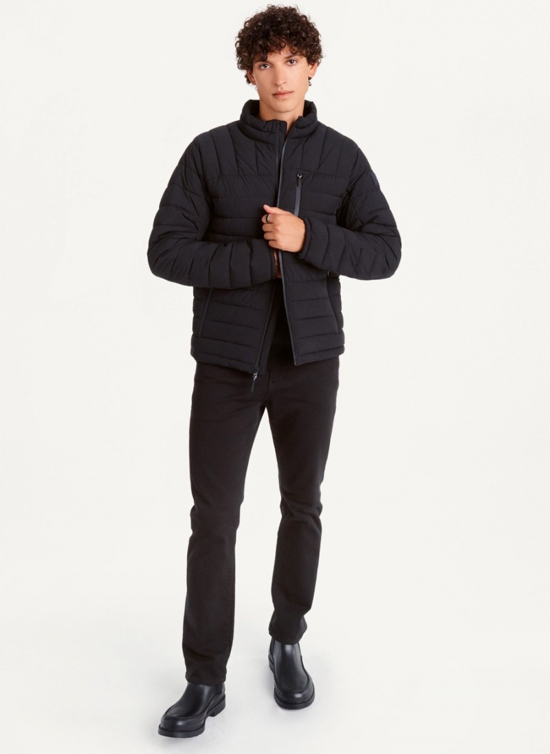 Black Dkny Packable Men's Puffer Jacket | C5578876