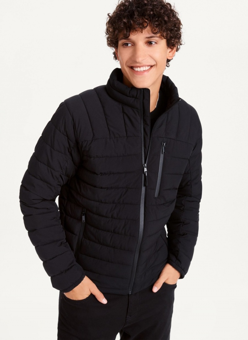 Black Dkny Packable Men\'s Puffer Jacket | C5578876