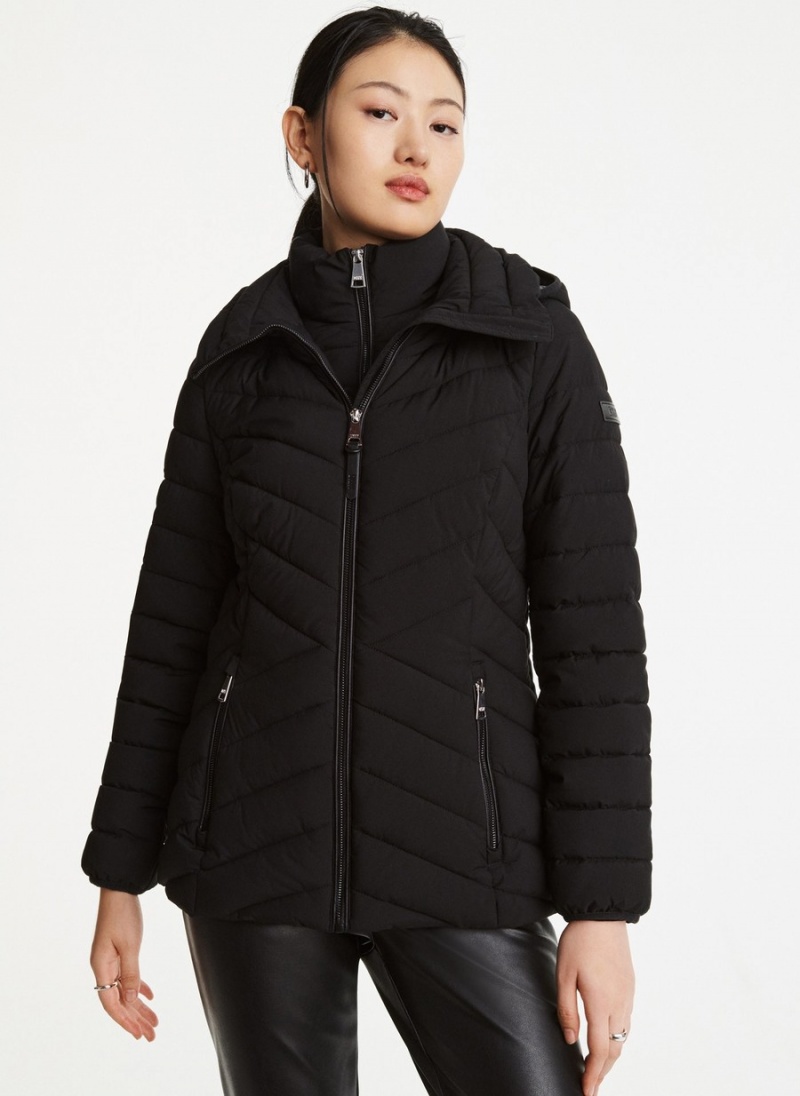 Black Dkny Packable Women\'s Jackets | Z6932195