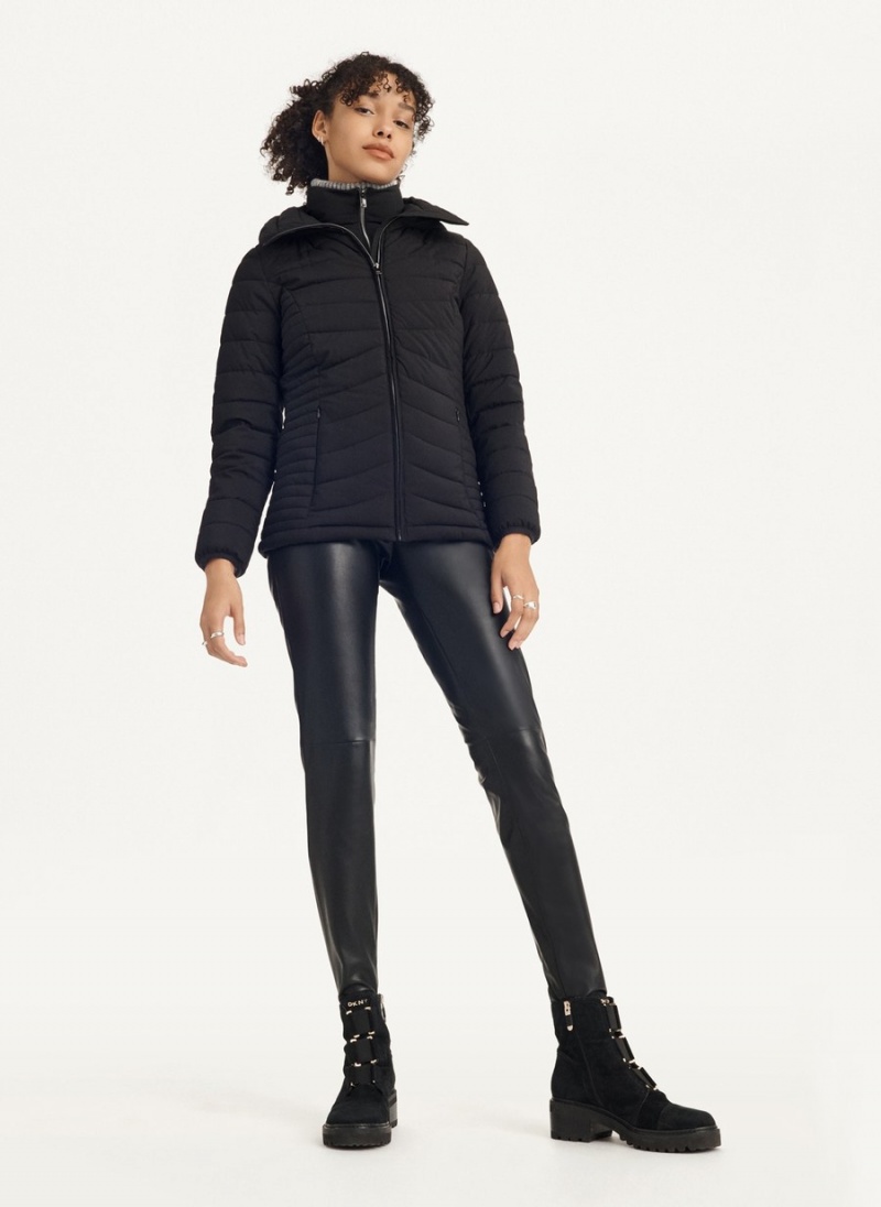 Black Dkny Packable Women's Jackets | Z7359158