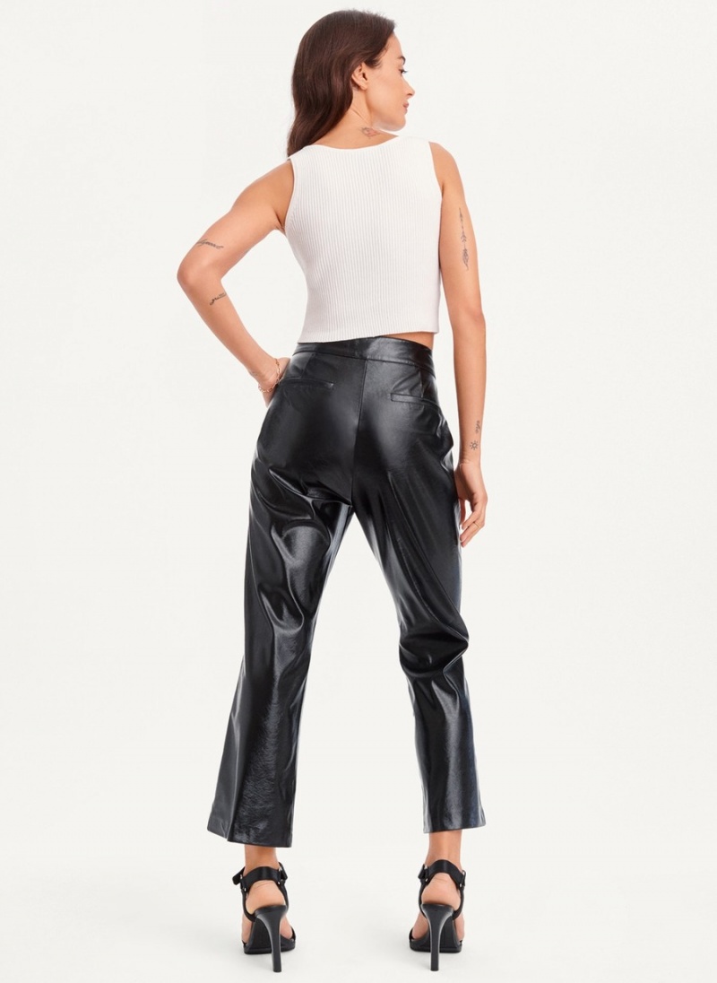 Black Dkny Patent Leather Flared Women's Pants | D5175715