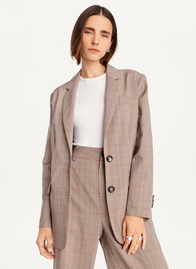 Black Dkny Plaid Women's Blazer | Y5853578