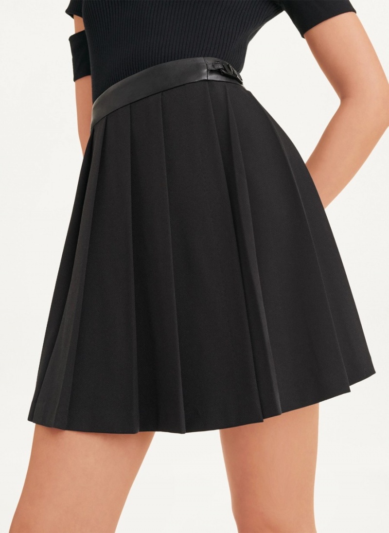 Black Dkny Pleated Mini Women\'s Skirts | J0943975