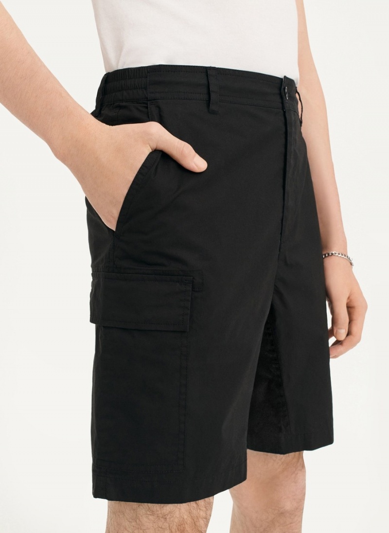 Black Dkny Poplin Cargo Men's Shorts | T8099856