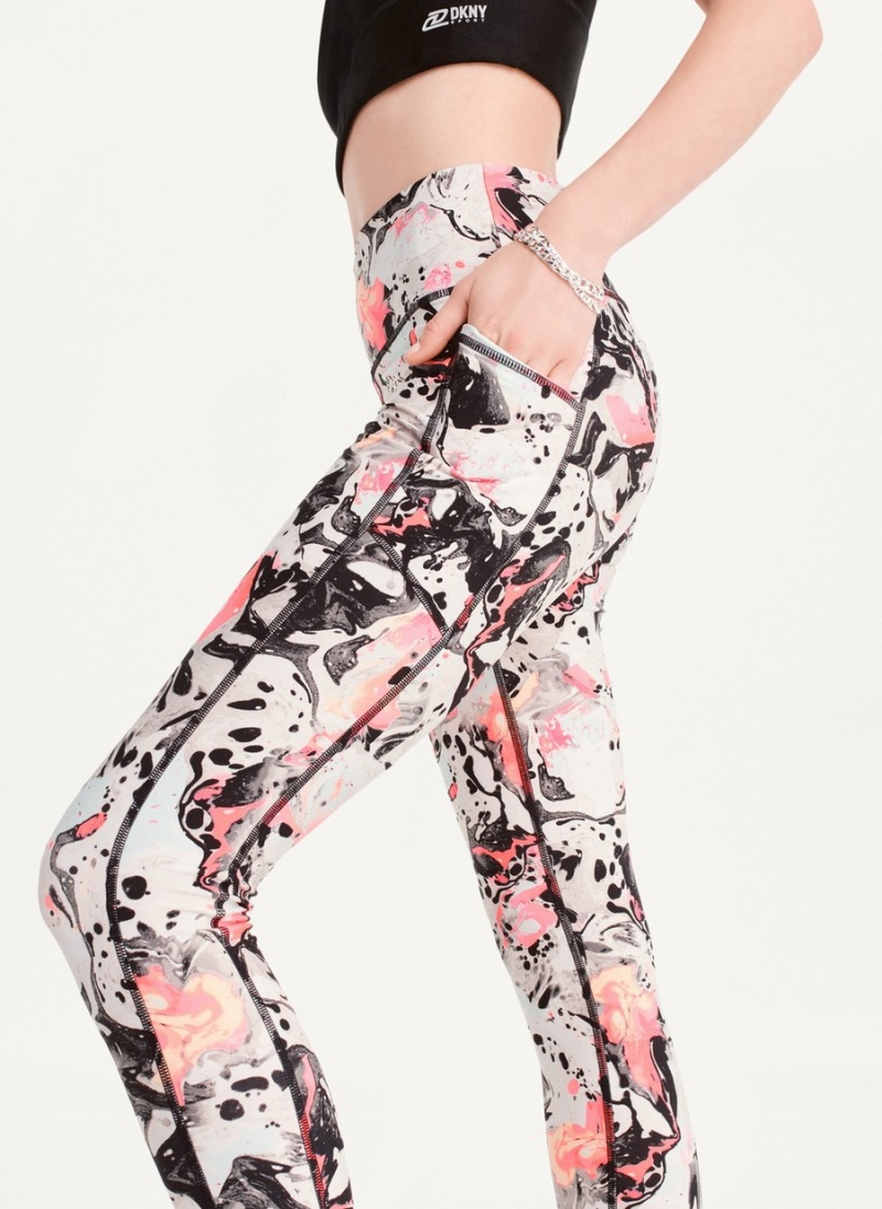 Black Dkny Printed Women's Leggings | Y5471412