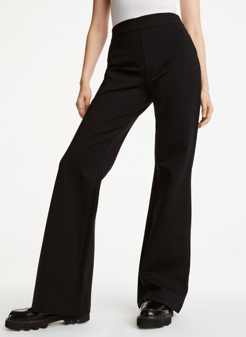 Black Dkny Pull On Silky Ponte Flare Women's Pants | X4201459