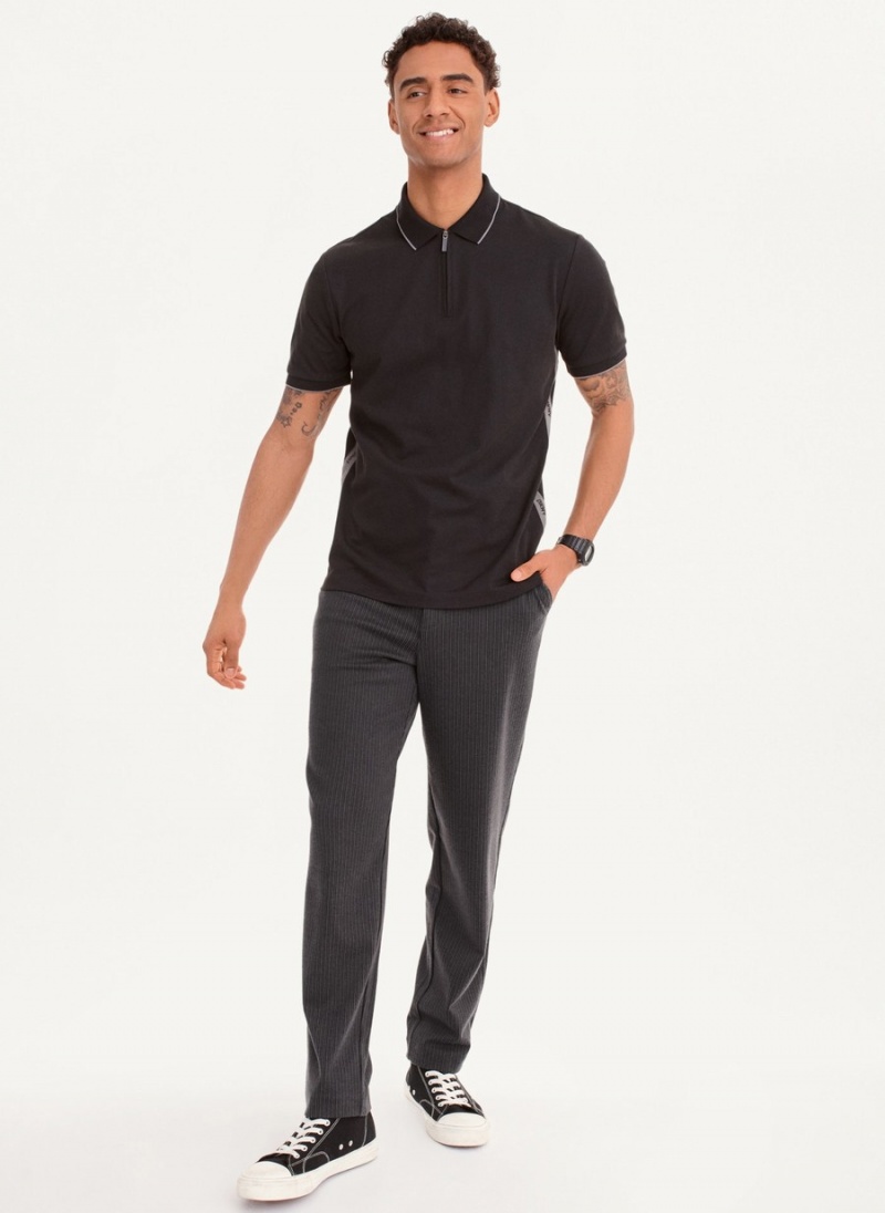 Black Dkny Quarter Zip Sport Men's Polo Shirts | B5067704