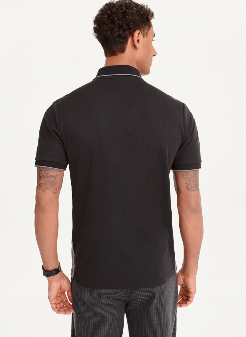 Black Dkny Quarter Zip Sport Men's Polo Shirts | B5067704