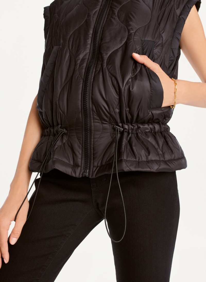 Black Dkny Quilted Cropped Women's Vest | H8011072