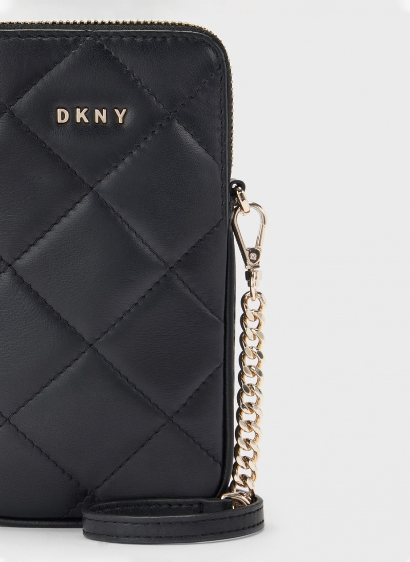 Black Dkny Quilted Phone Women's Crossbody Bags | D2200080