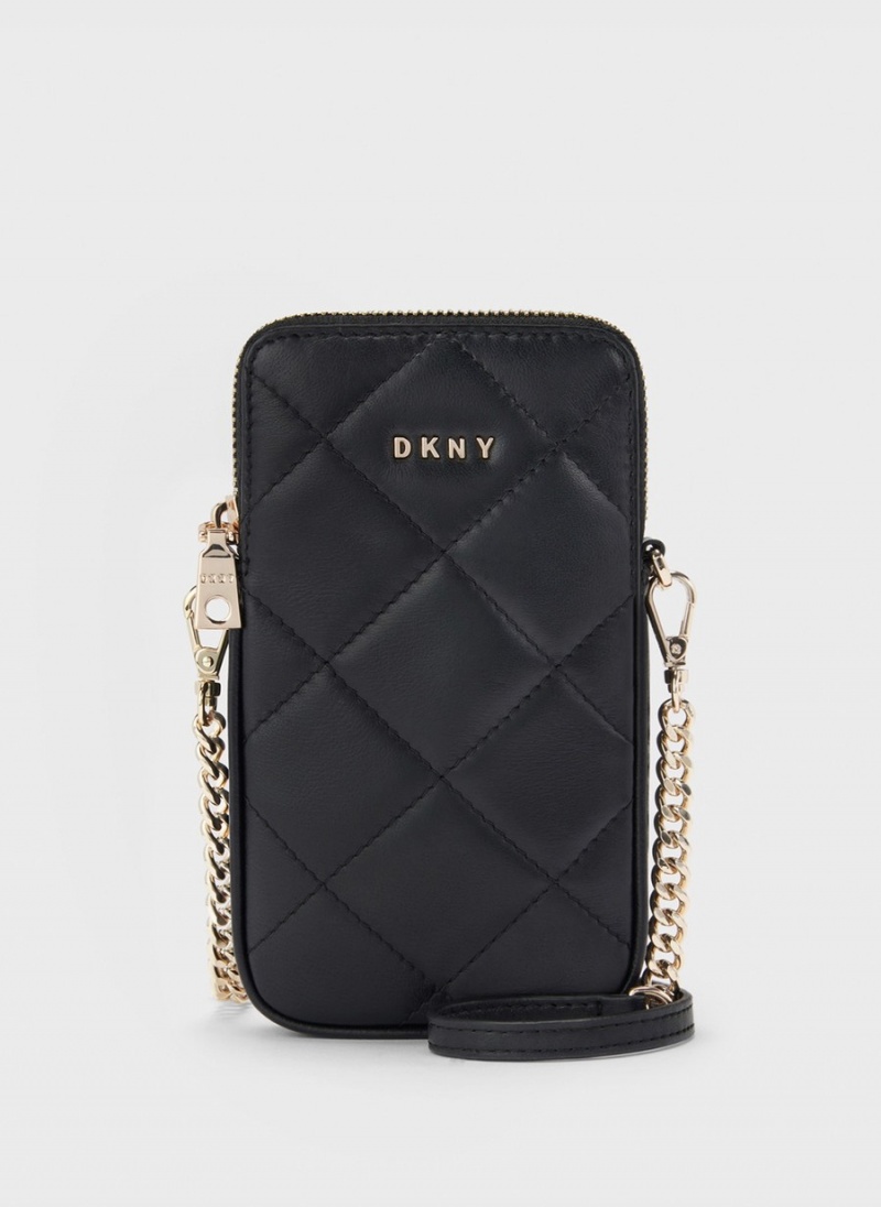 Black Dkny Quilted Phone Women\'s Crossbody Bags | D2200080