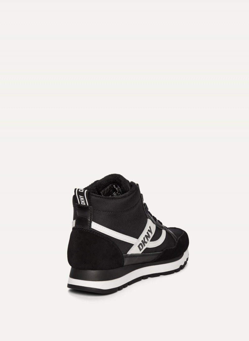 Black Dkny Retro High Top Women's Sneakers | V9420266